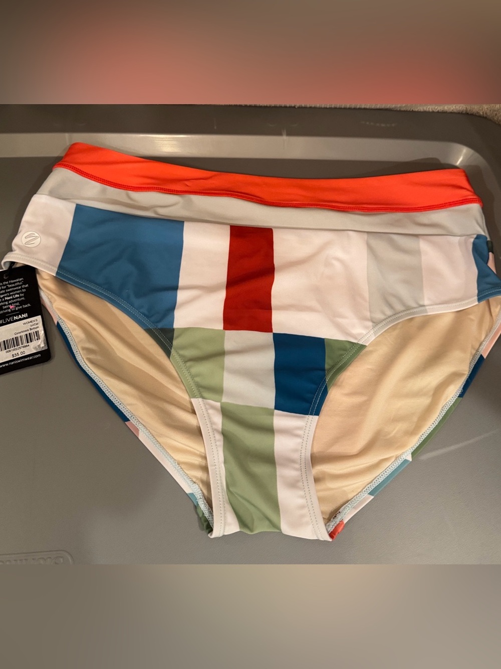 New Nani Swimwear SoCal Colorblock High-Waist Bikini Bottoms — XXL